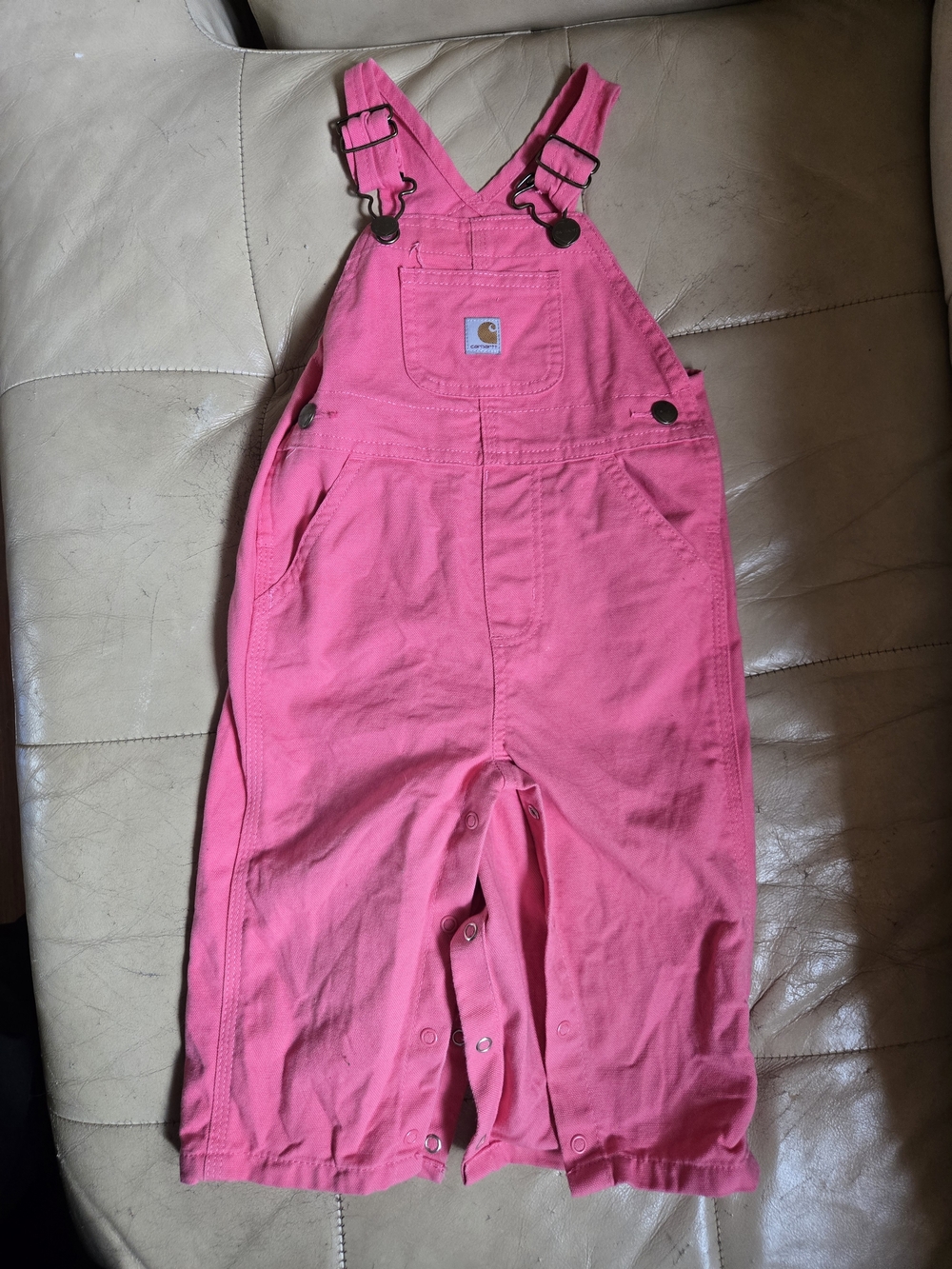 Carhartt Girls' Hot Pink Bib Overalls - 12M